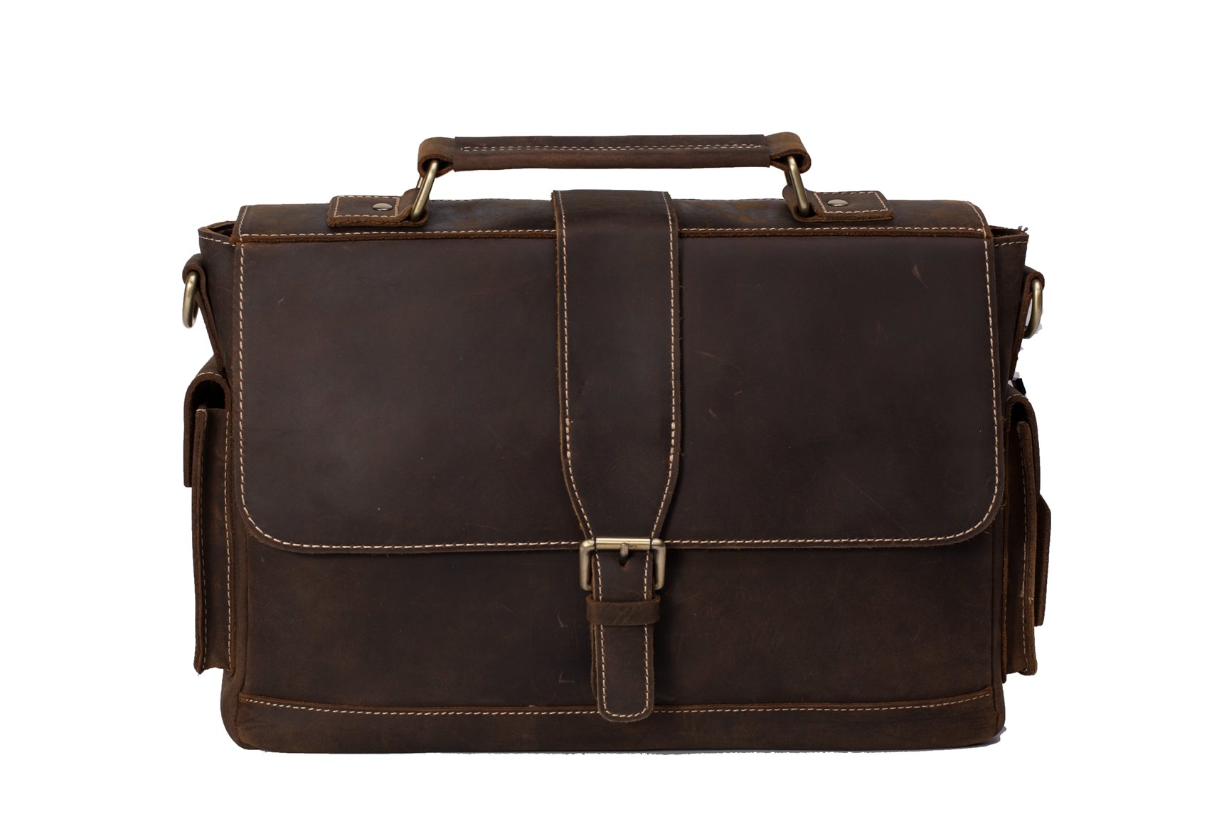 Handmade Genuine Natural Leather Briefcase, Men&#39;s Messenger Bag, Shoulder Bag 0166 ...