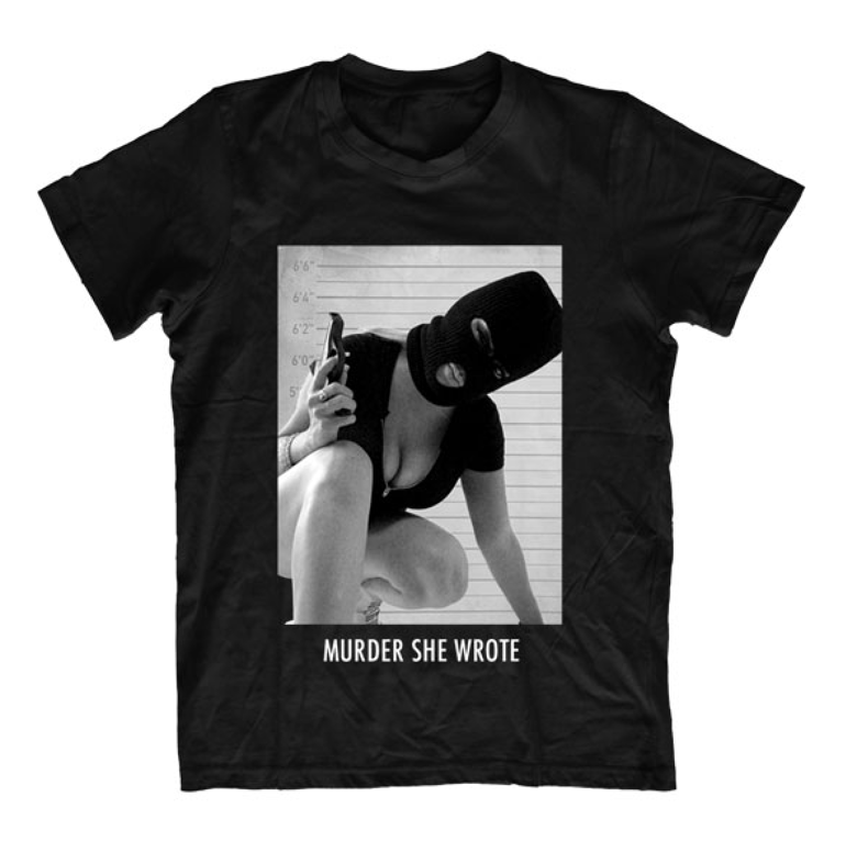 Image of MISS LADY PINKS MURDER SHE WROTE BLACK T-SHIRT