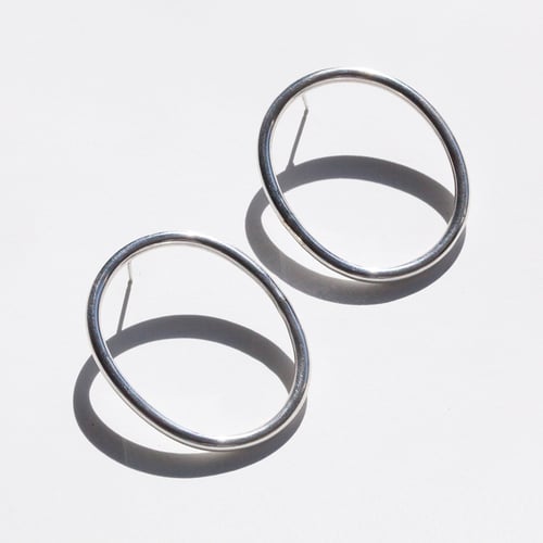 Image of Sterling Silver Oval Hoop Earrings