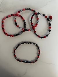 Image 6 of  Midnight Ruby and Black Tumbler Bracelet Stack