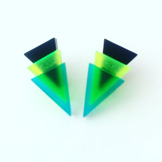 Image of Náušnice / Earrings Mini 3Tria Black/Green/Tuqoise