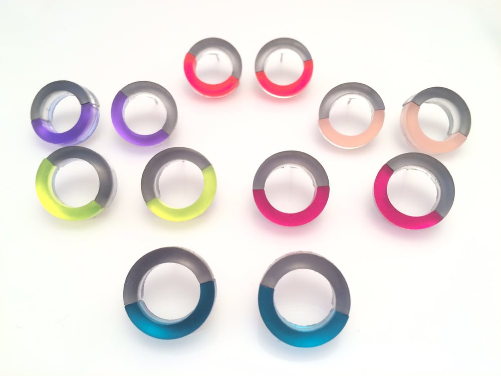 Image of Náušnice / Earrings DoubleCircle color n grey