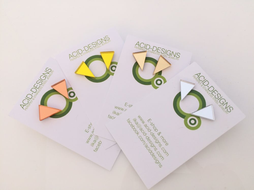 Image of Náušnice / Earrings Triangle Mirror n Bnw