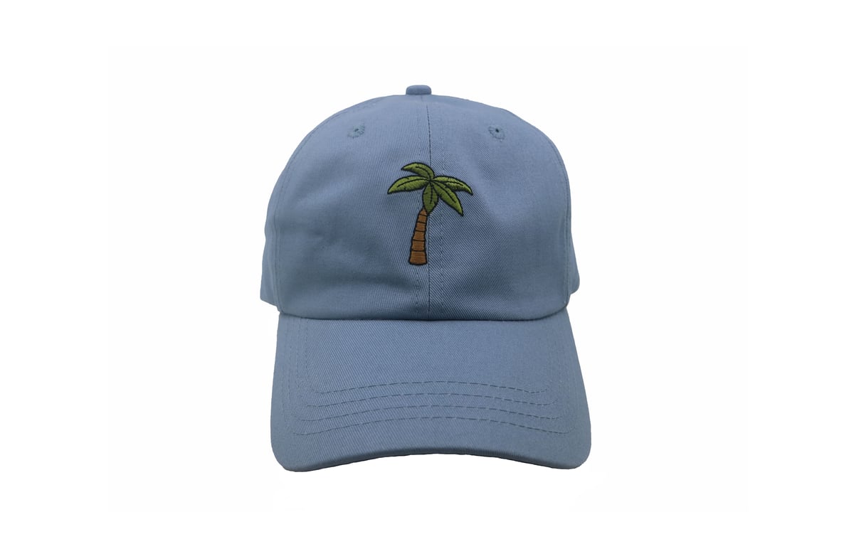 Image of Palm Tree Adjustable Baseball Hat (Ice Blue)