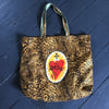 Sacred heart patch/leopard fabric shoulder bag