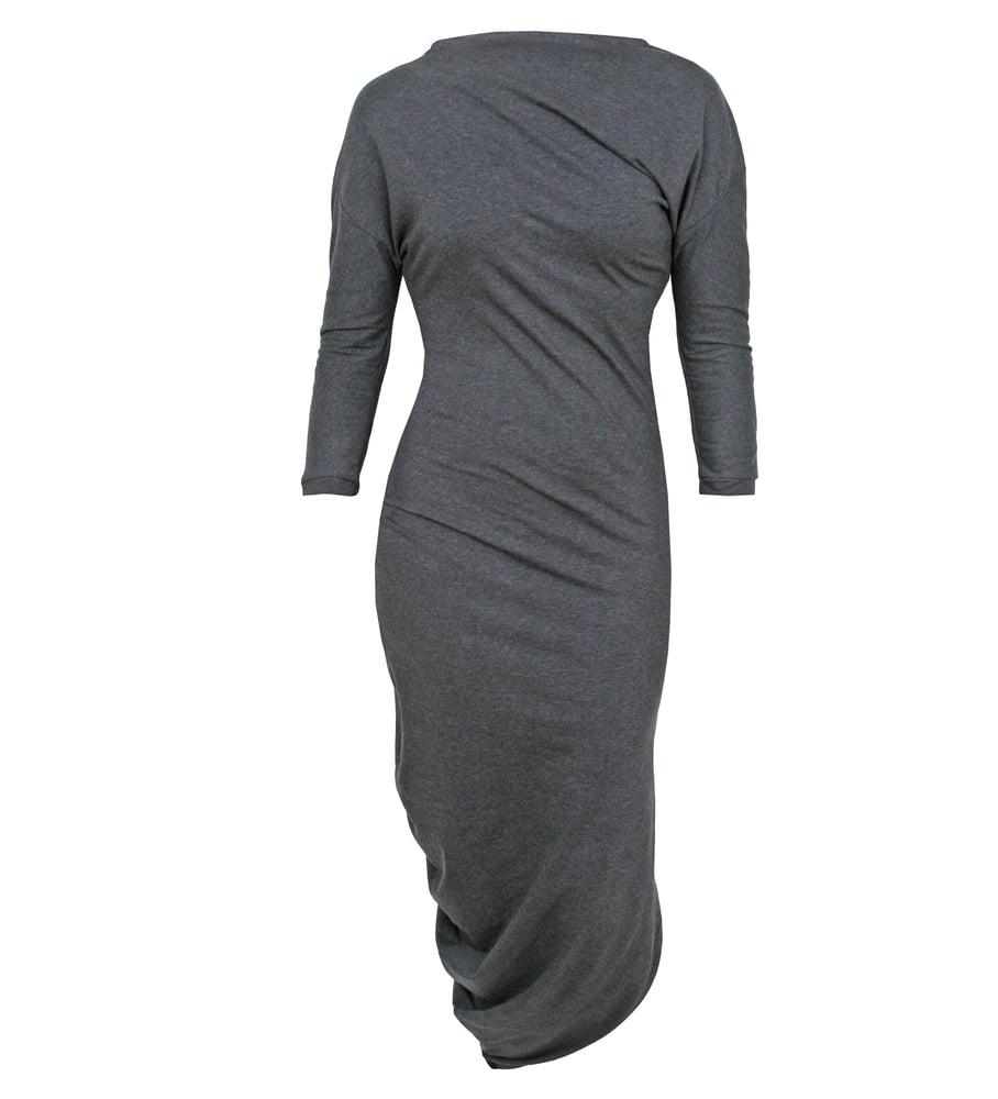 Image of Kleid asymmetrisch - anthrazit meliert