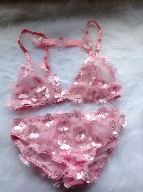 Image of sakura blossom lingerie set