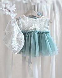 Image 1 of Sitter girls set April | size 9-12 months | turquoise | cream | cake smash