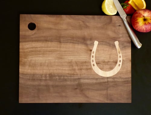 Image of Serving Board with Horseshoe Inlay Design