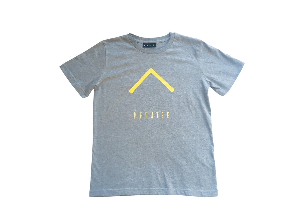 Image of Refutee Kids melange grey with yellow chevron print