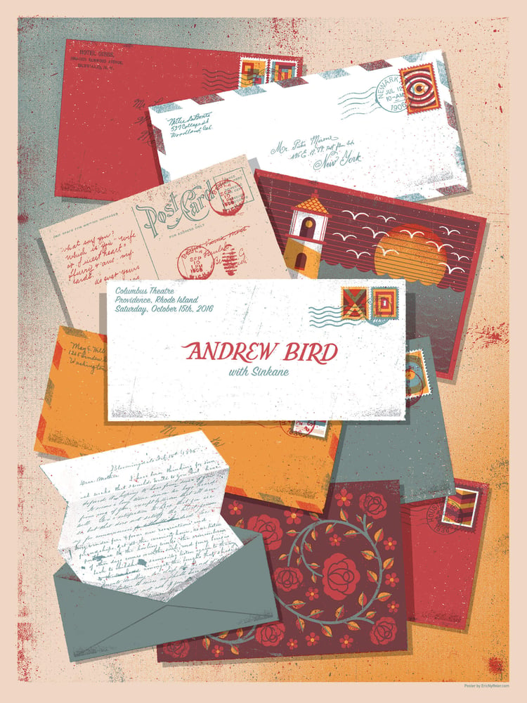 Image of Andrew Bird Concert Poster - Letters