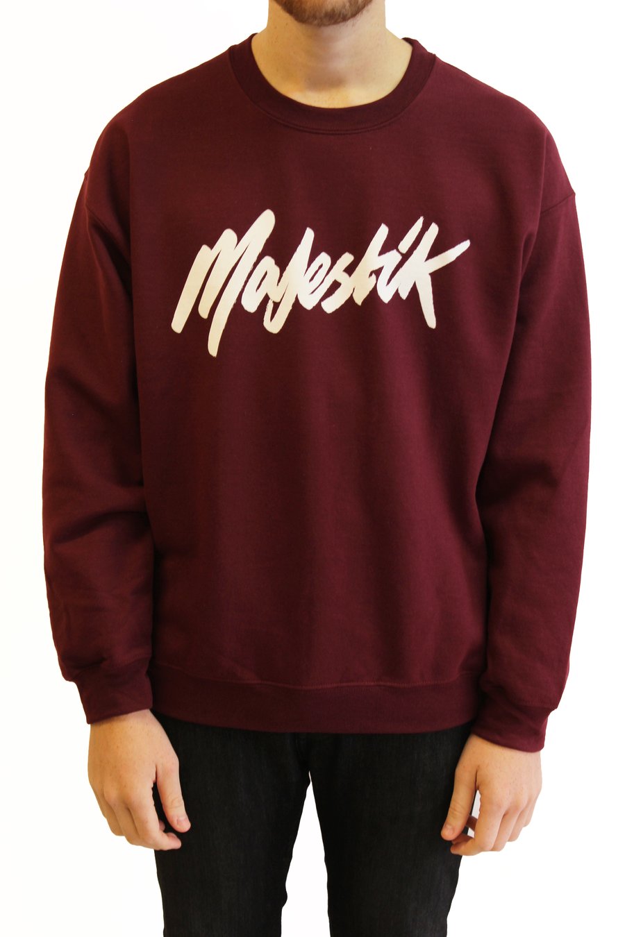 Image of "White On Burgundy" Crewneck