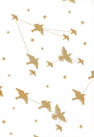 Image of Star-ling Wallpaper - Snow & Gold