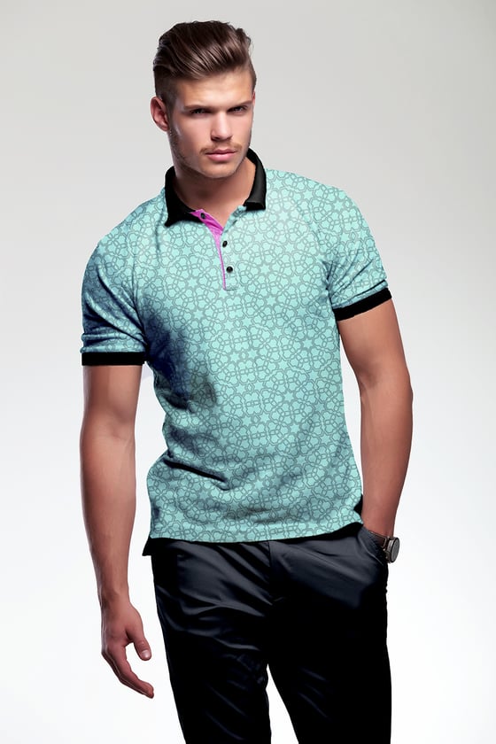 Image of Men's polo shirt cotton mint - Arabesque