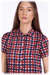 Image of Cropped Short Sleeve Shirt - Sheer Grid 
