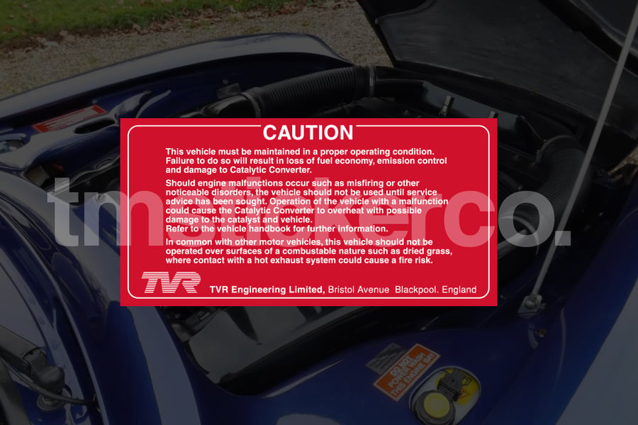 Image of TVR 'CAUTION' Engine Bay Sticker