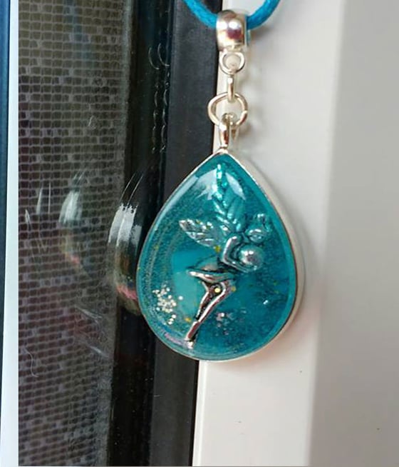 Image of Blue Teardrop Fairy Pendant