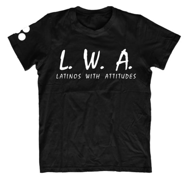 Image of L.W.A. LATINOS WITH ATTITUDES BLACK T-SHIRT