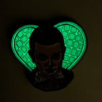 Image 2 of Eleven Eggo Heart Glowing Enamel pin