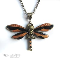 Image 4 of Skull Dragonfly Enamel Necklace