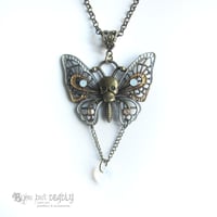 Image 3 of Enamel Skull Butterfly Necklace - Bronze