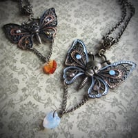 Image 1 of Enamel Skull Butterfly Necklace - Bronze
