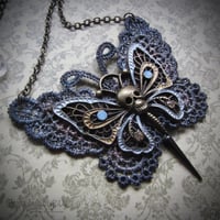 Image 1 of Lace Gothic Butterfly Necklace Bronze