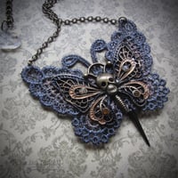 Image 2 of Lace Gothic Butterfly Necklace Bronze
