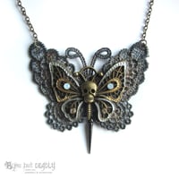 Image 3 of Lace Gothic Butterfly Necklace Bronze
