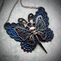 Image 1 of Lace Gothic Butterfly Necklace Silver