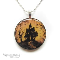 Image 3 of Haunted House in Woods Pendant  * ON SALE - Was £40 now £15 *