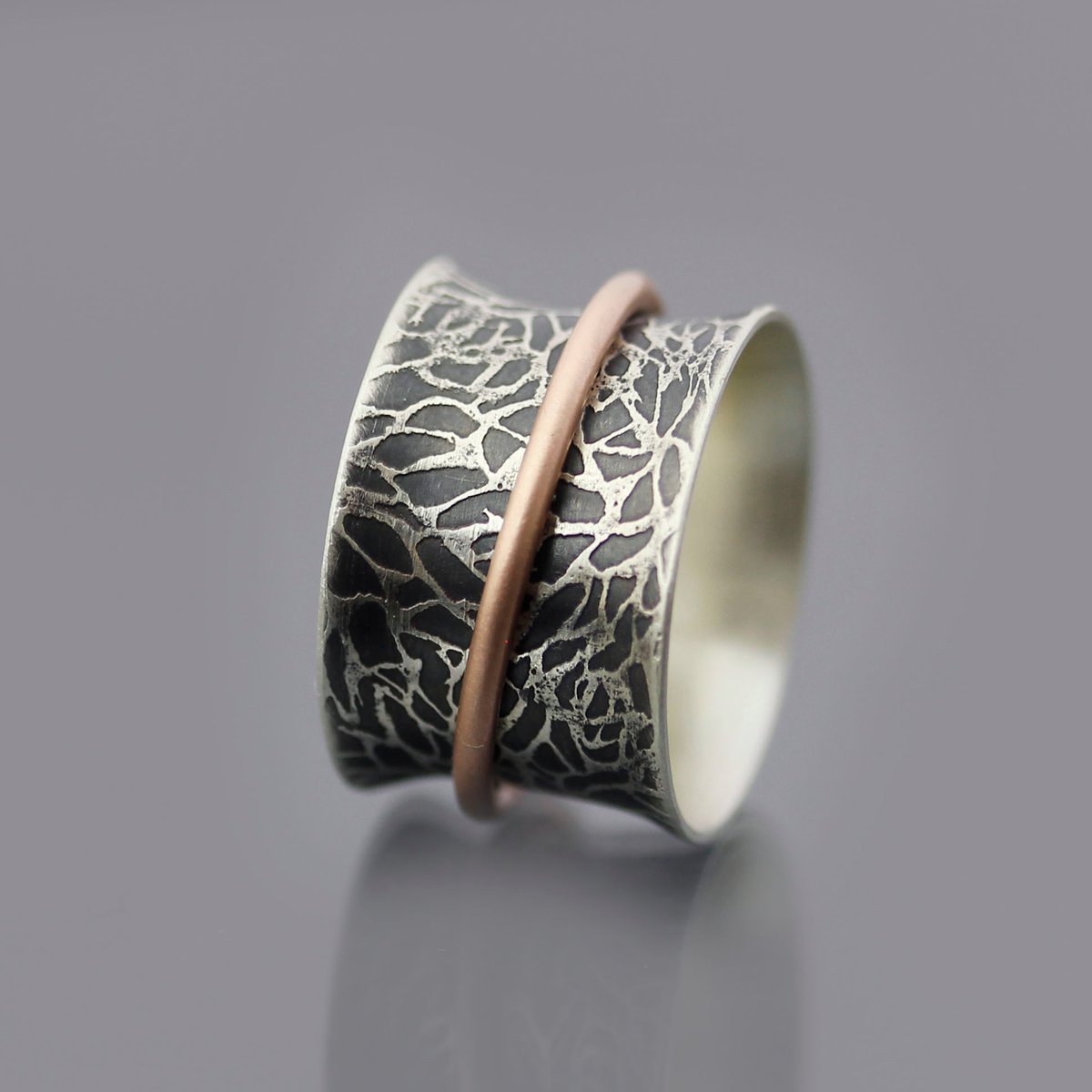Lisa Hopkins Design — Spinner Ring, sterling silver and 14k rose gold