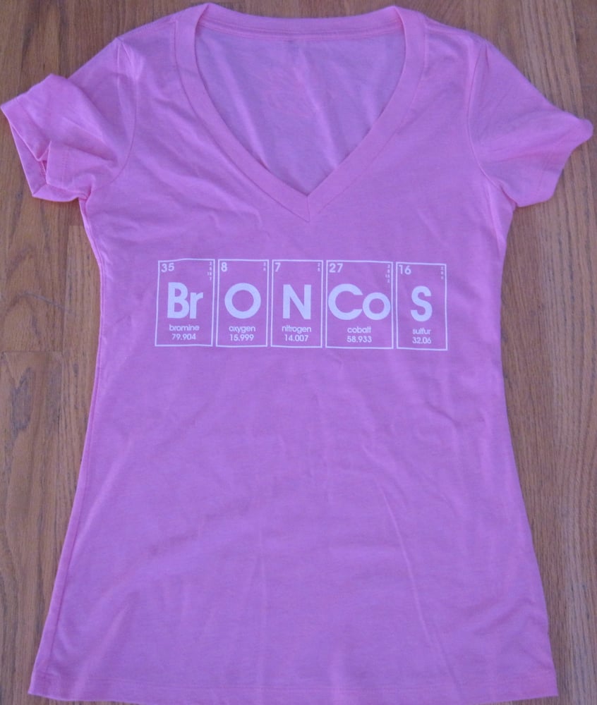 Image of pink periodic broncos. - graphic tee