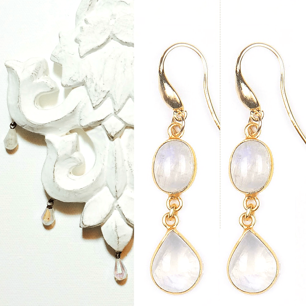 Image of MOONSTONE DROP EARRINGS