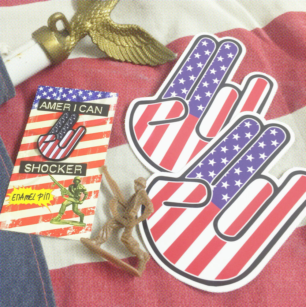 Image of American Shocker - Pin & Sticker Combo