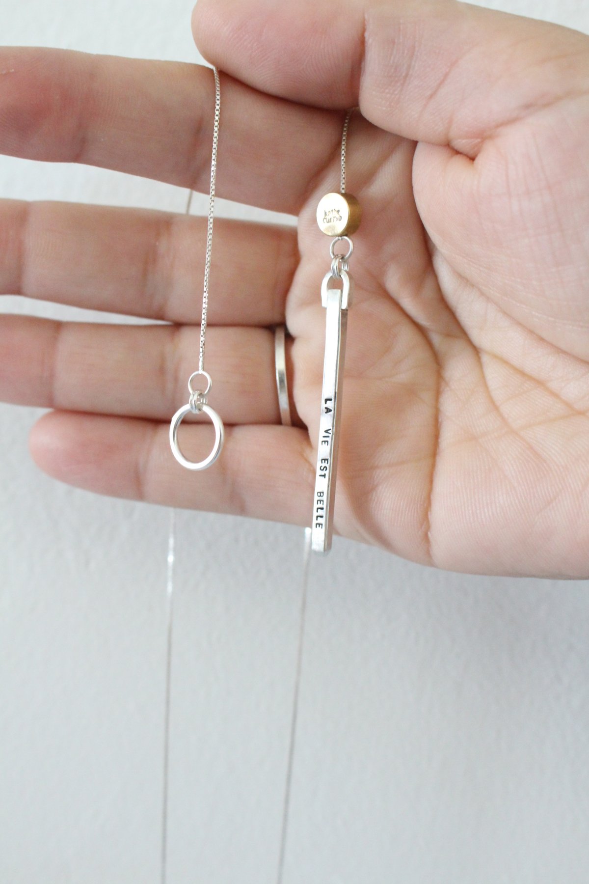 Image of long bar lariat necklace