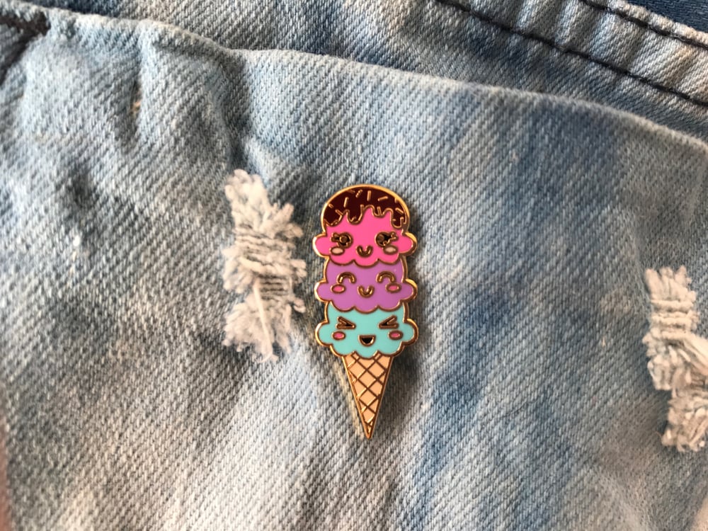 Image of Ice Cream Cone Enamel Pin (Dark)