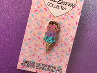 Image 2 of Ice Cream Cone Enamel Pin (Dark)