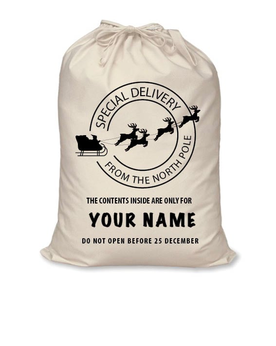 Image of Personalised Christmas Santa Sack - Special Delivery - Calico
