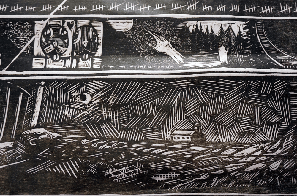 Image of "In Darkness A Pattern": Monolithic Woodcut