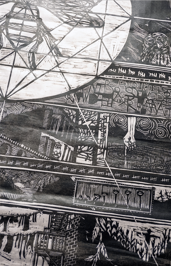 Image of "In Darkness A Pattern": Monolithic Woodcut