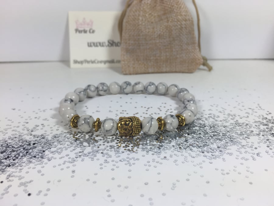 Image of Buddha Bracelet White/Gold