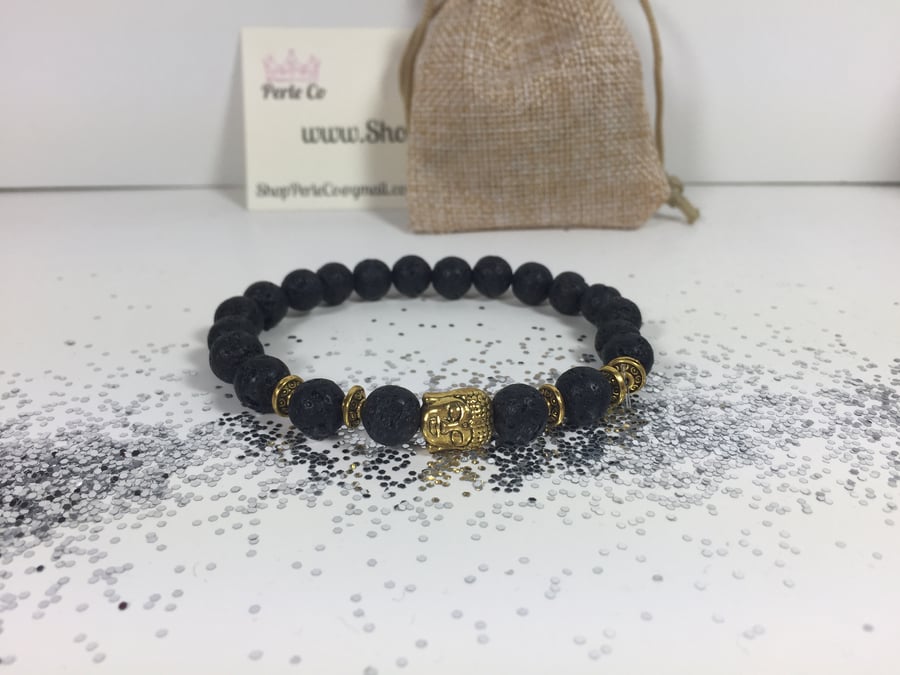 Image of Buddha Bracelet Black/Gold