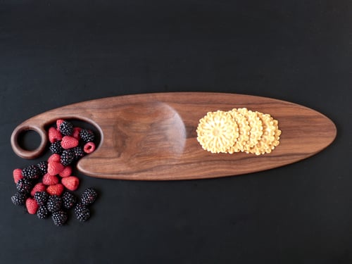 Image of  Exotic Artisan Oval Serving Board with Carved Dish