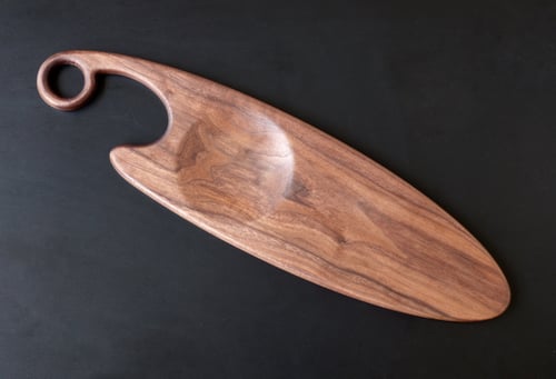 Image of Exotic Artisan Oval Serving Board with Carved Dish
