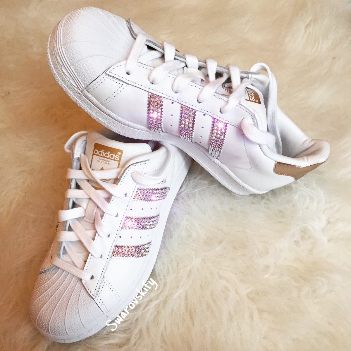 Swarovskify | Adidas superstar Rose gold with crystal ab/ stripes only