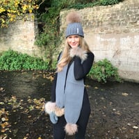 Ash Grey Pom Pom Scarf