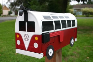 Image of Red 21 Window Made To Order Volkswagen Bus - Colonial Red Mailbox by TheBusBox - Choose Your Color