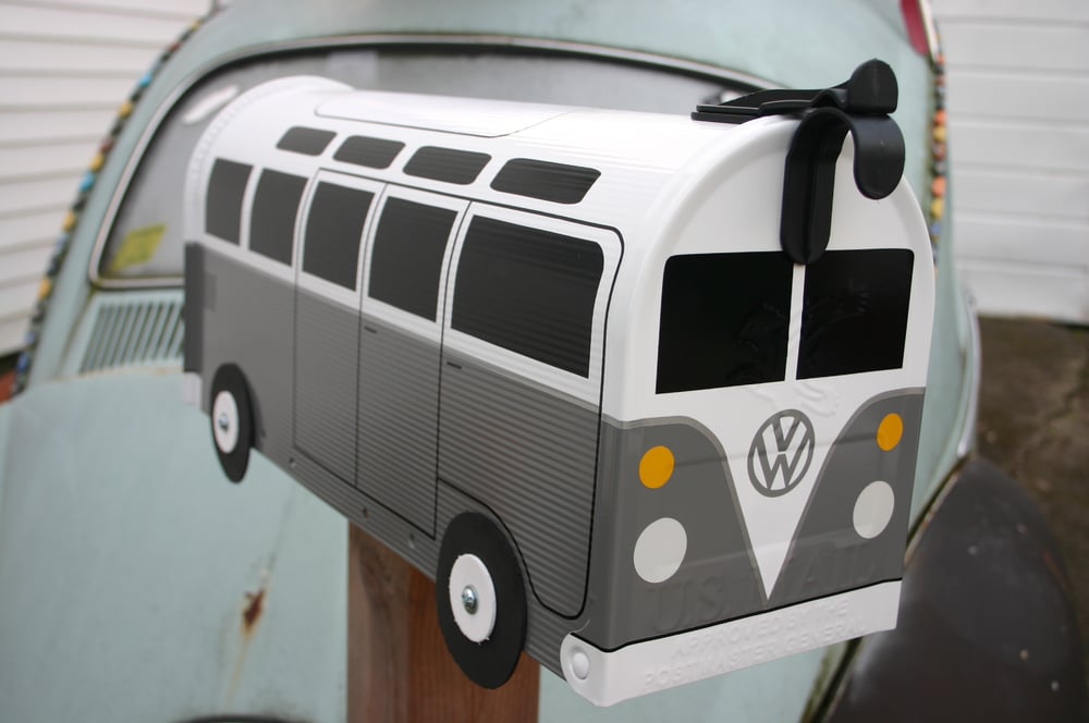 Image of 21 Window Made To Order Volkswagen Bus - Grey Mailbox by TheBusBox - Choose Your Color Gray