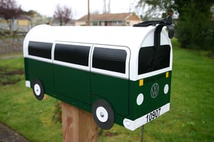 Image of Hunter Green Two Tone Bay Window Volkswagen Bus Mailbox by TheBusBox - Choose your color VW